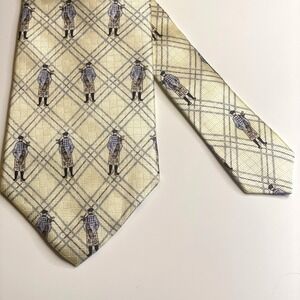 Vintage Byron Nelson Golf Caddy Necktie Mens Yellow Silk Sporty Preppy Work USA